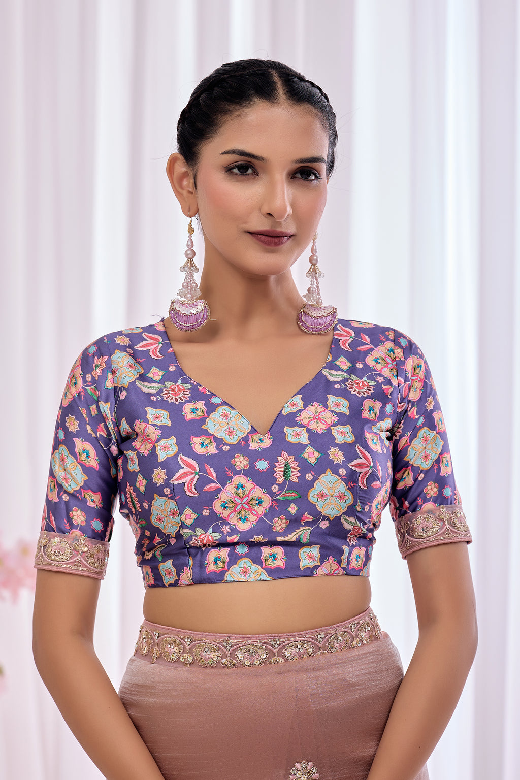 Tara — Blush Pink Embroidered Organza Saree | Morpankh 1.0