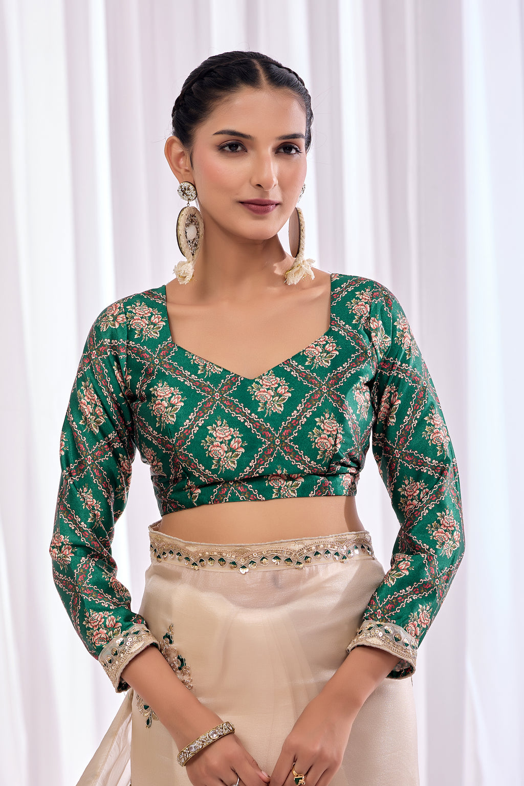 Chandni — Cream Embroidered Tissue Organza Saree | Morpankh 1.0
