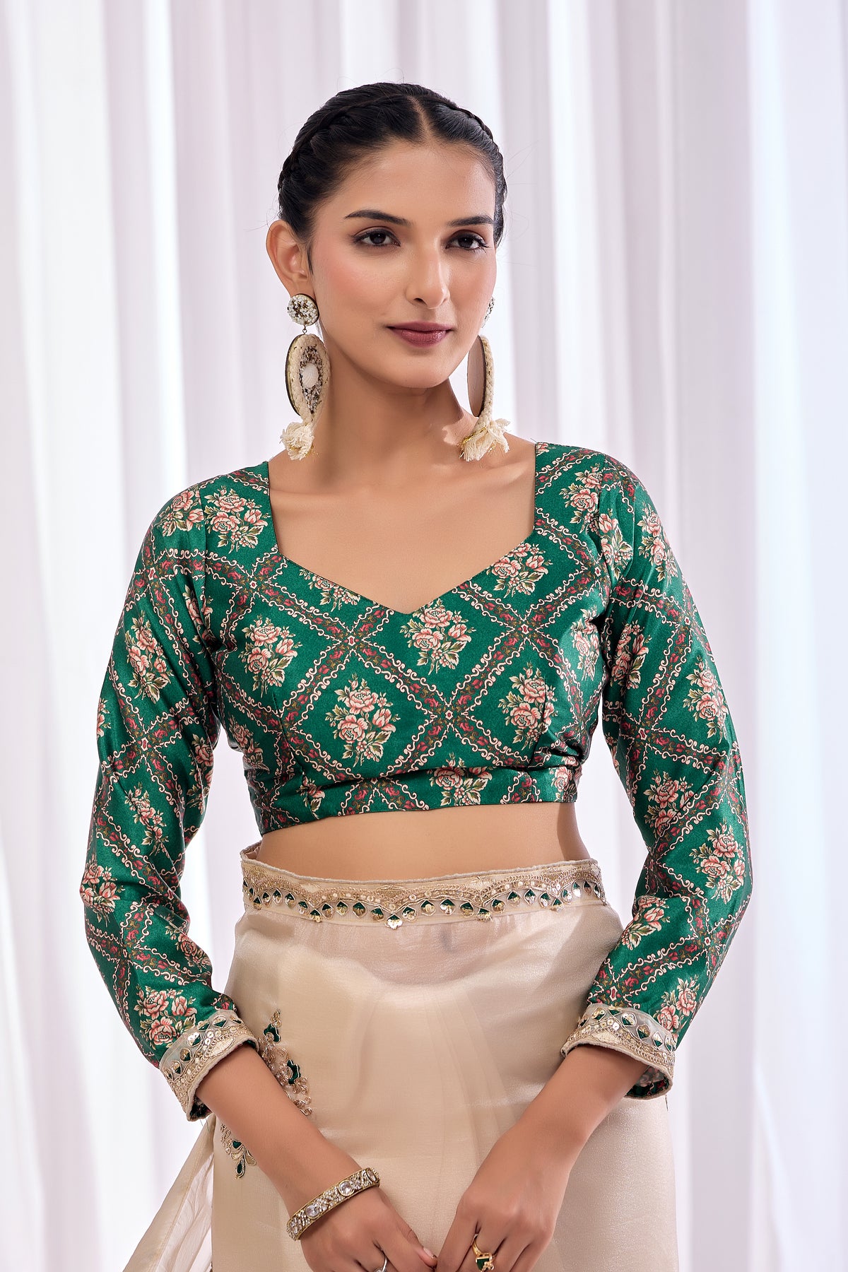 Chandni — Cream Embroidered Tissue Organza Saree | Morpankh 1.0