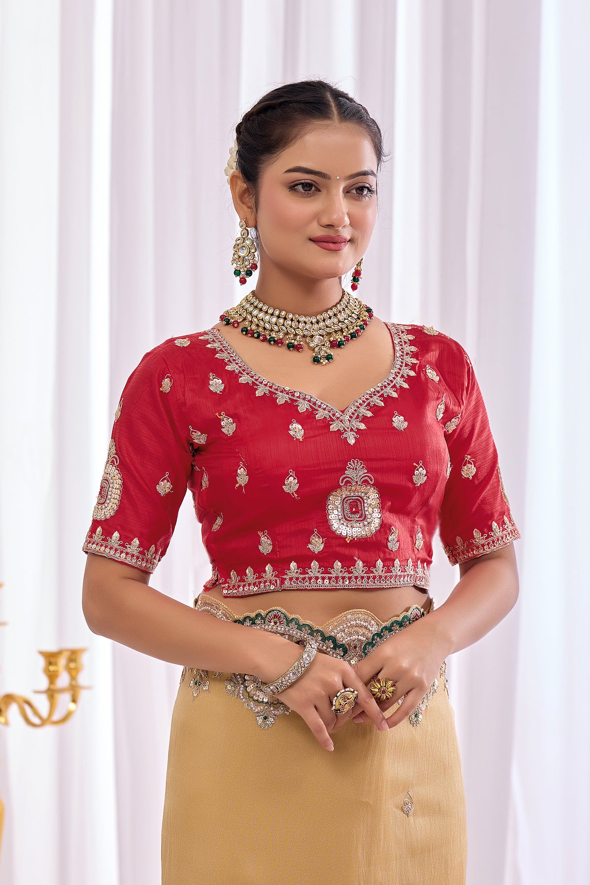 Satika 1 — Embroidered Gabbana Tissue Saree