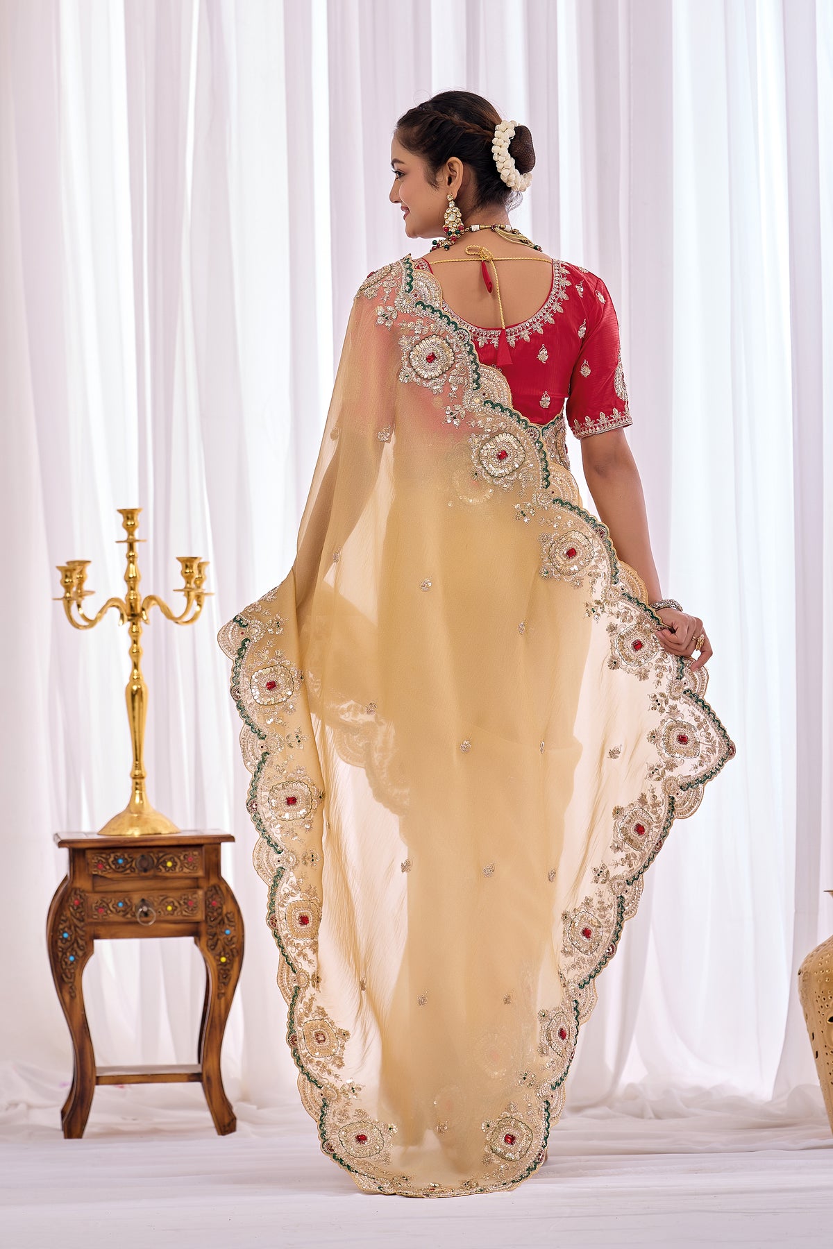 Satika 1 — Embroidered Gabbana Tissue Saree
