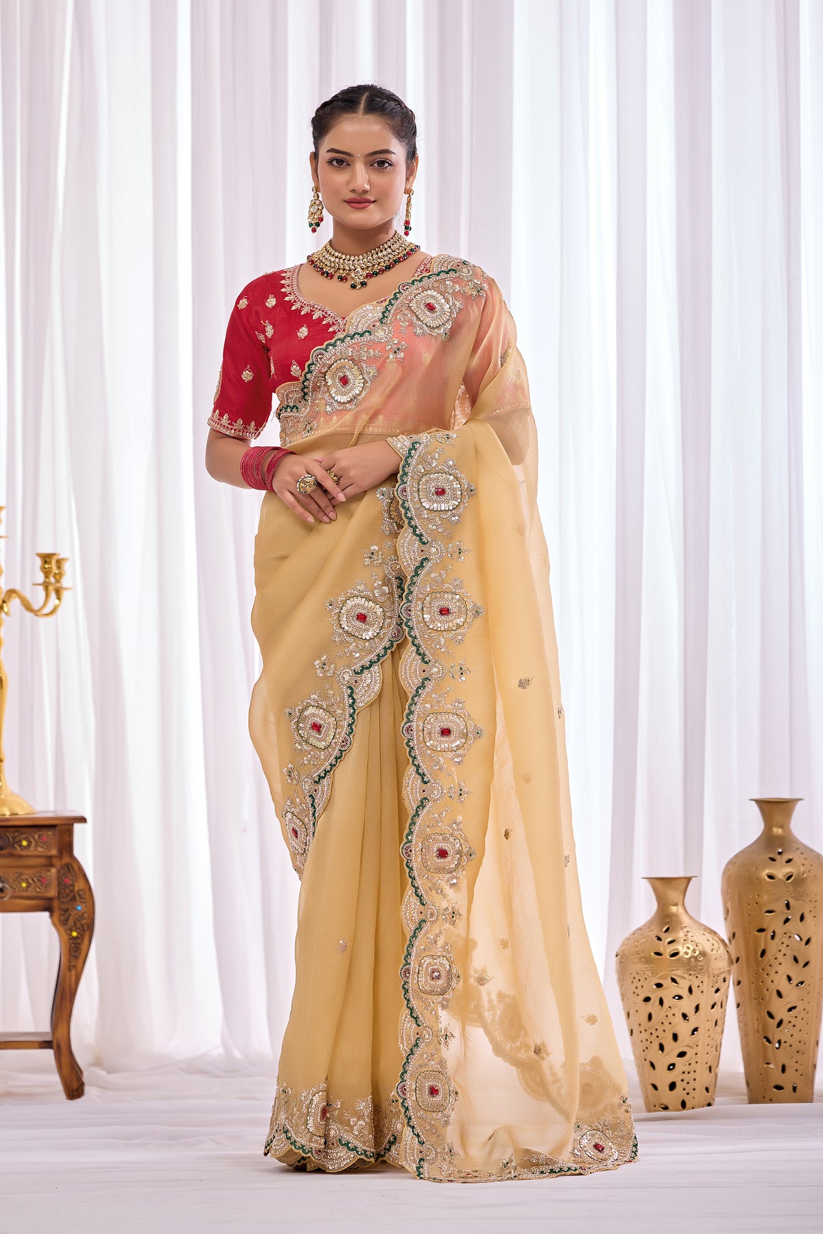 Satika 1 — Embroidered Gabbana Tissue Saree