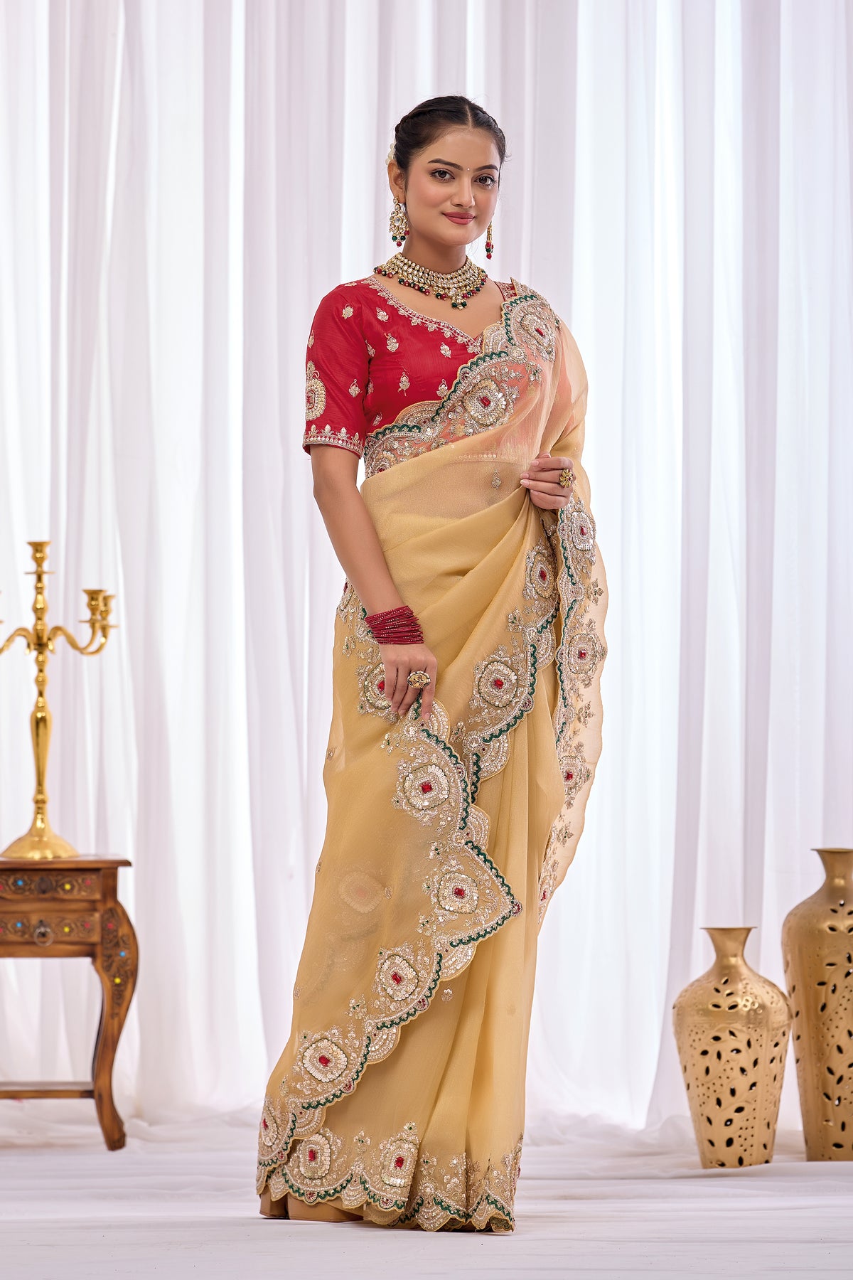 Satika 1 — Embroidered Gabbana Tissue Saree