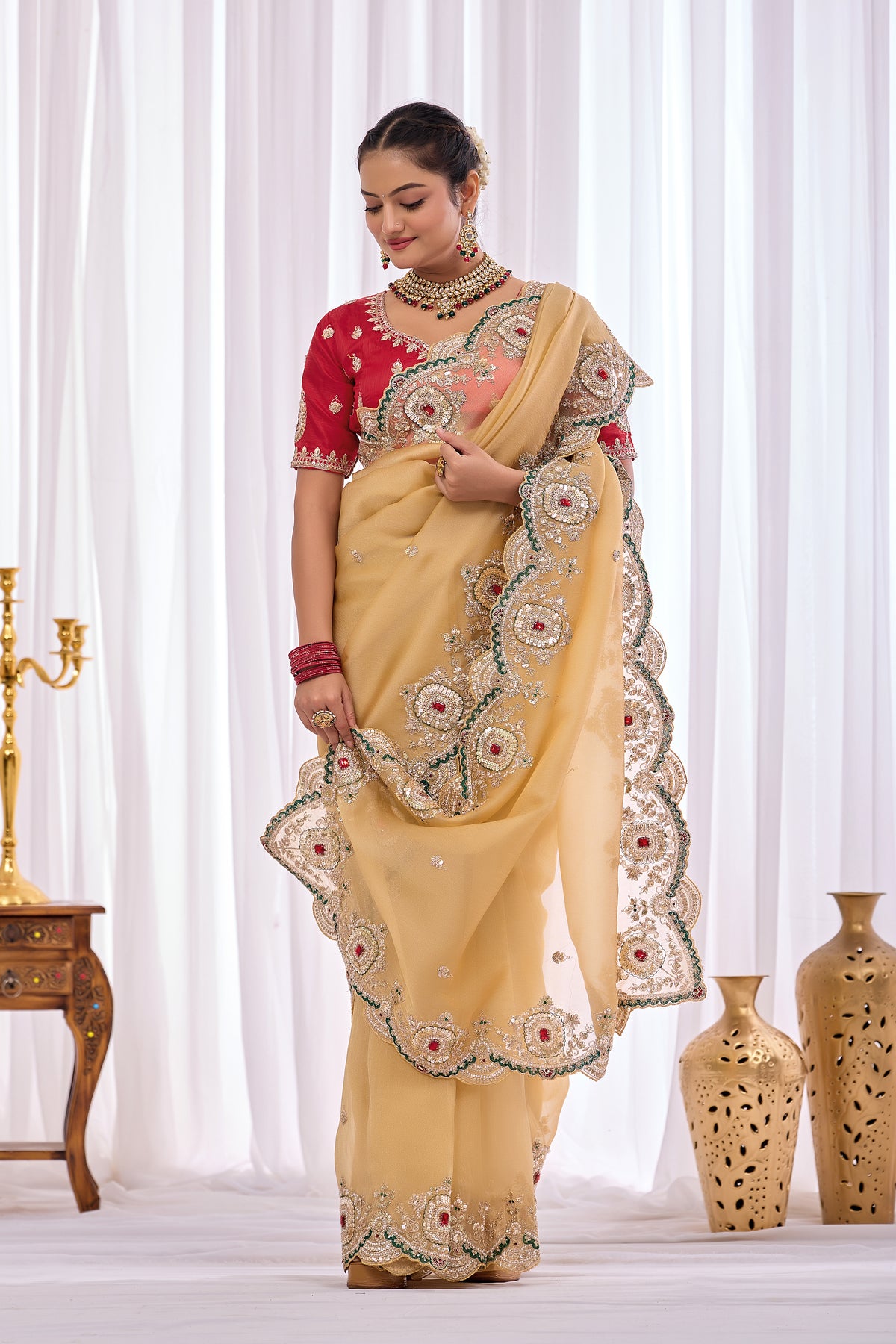 Satika 1 — Embroidered Gabbana Tissue Saree