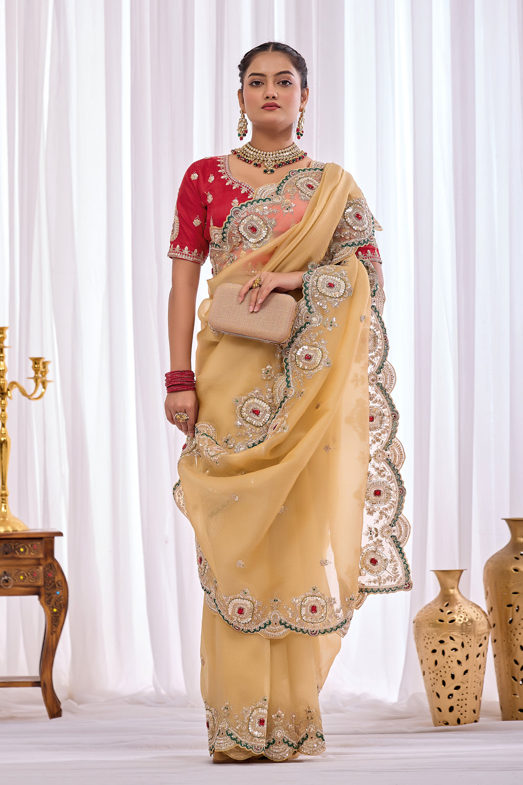 Satika 1 — Embroidered Gabbana Tissue Saree