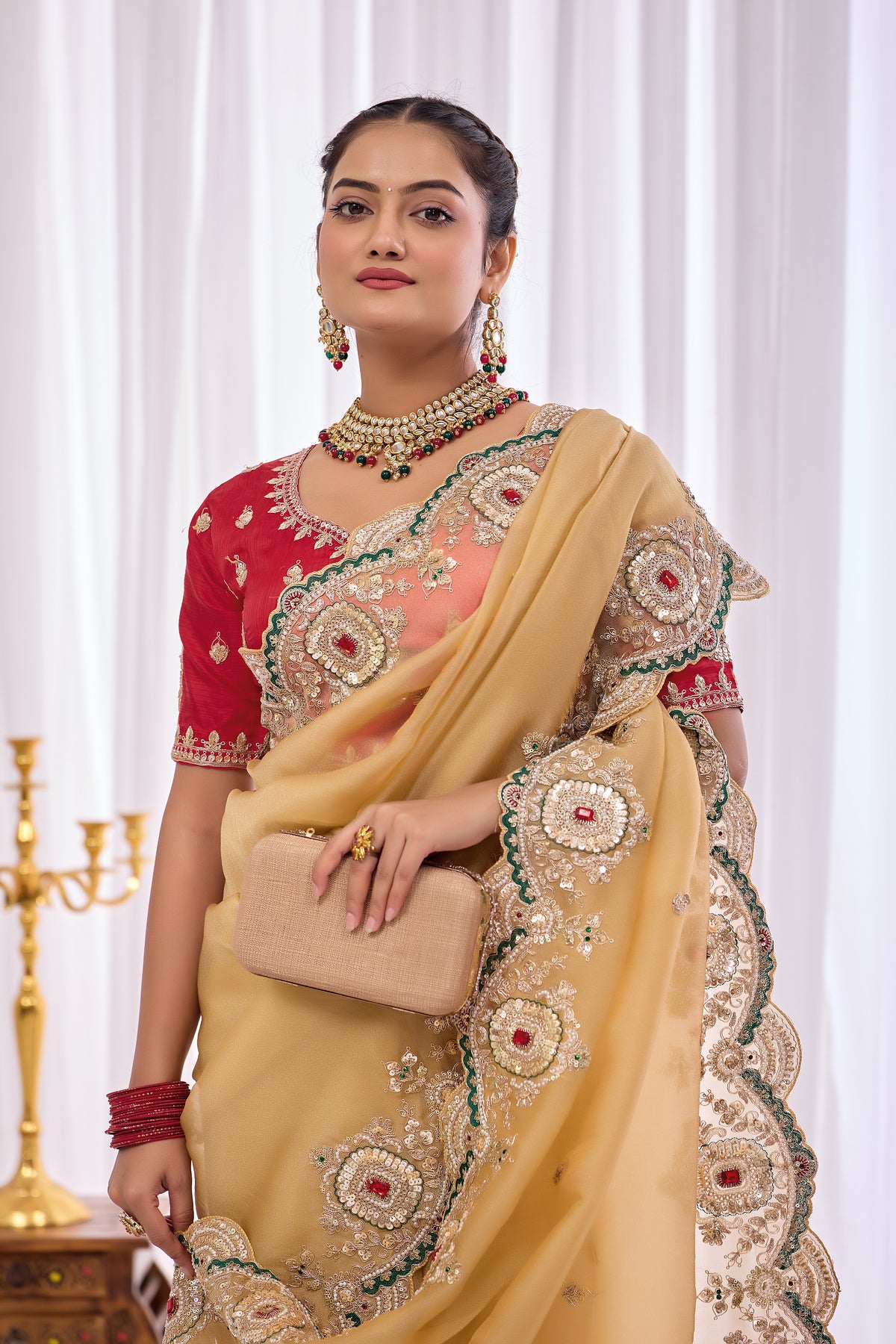 Satika 1 — Embroidered Gabbana Tissue Saree
