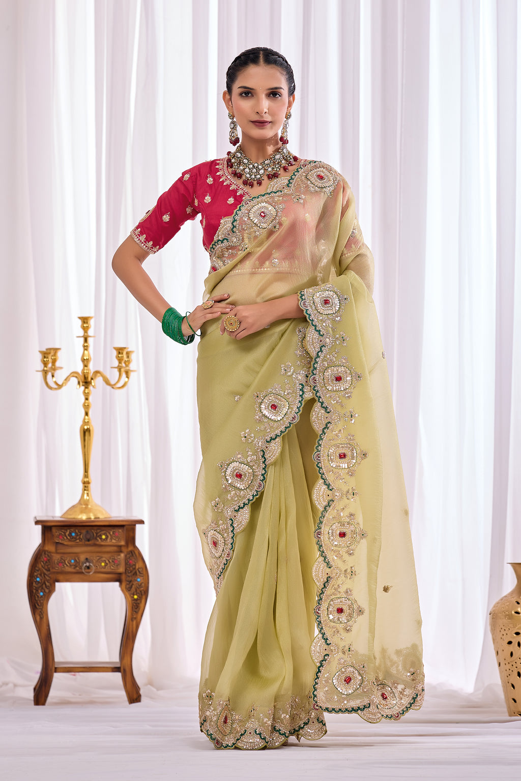 Satika 1 — Embroidered Gabbana Tissue Saree