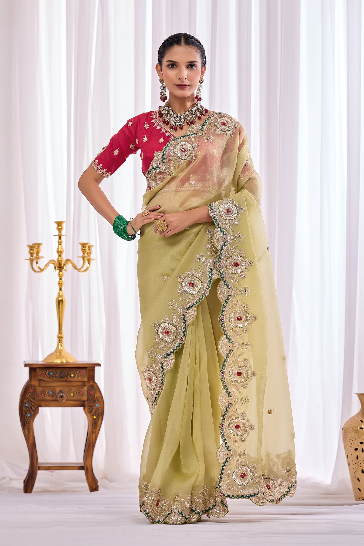 Satika 1 — Embroidered Gabbana Tissue Saree