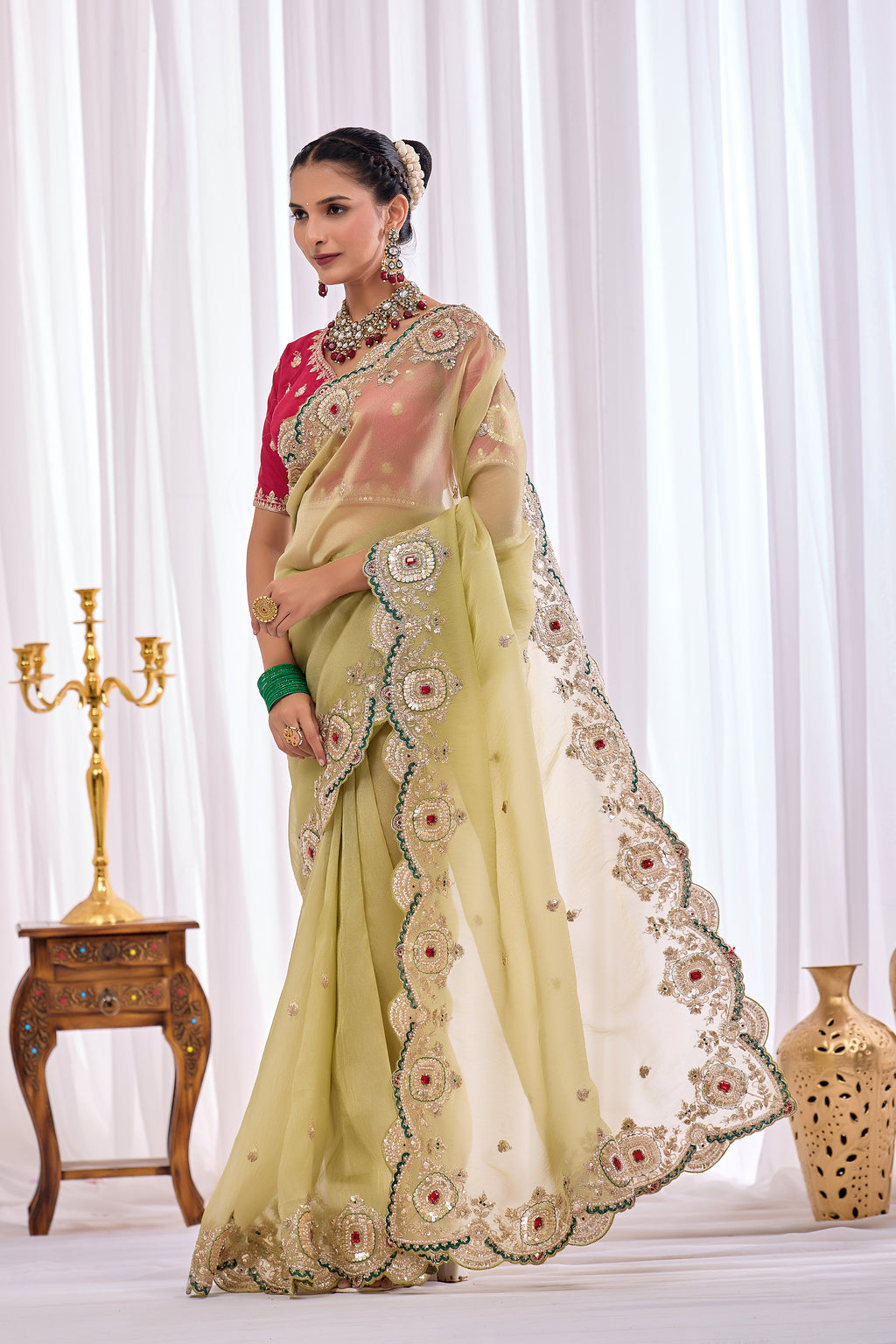 Satika 1 — Embroidered Gabbana Tissue Saree