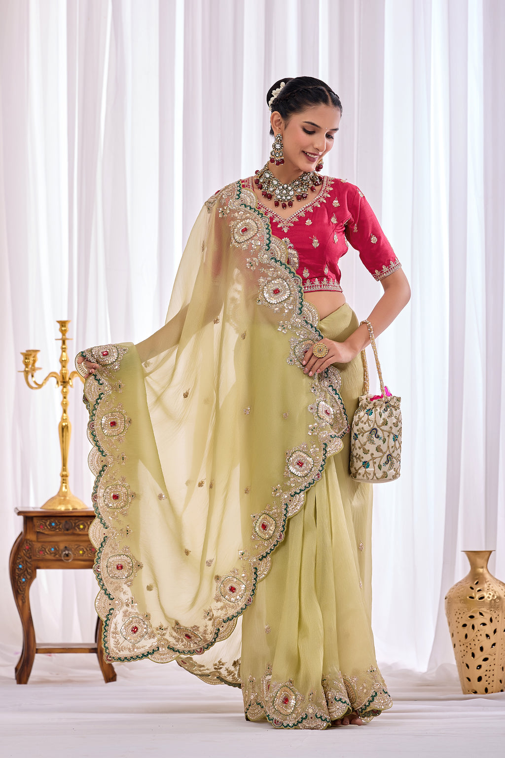 Satika 1 — Embroidered Gabbana Tissue Saree