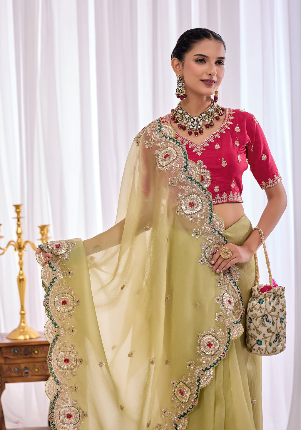 Satika 1 — Embroidered Gabbana Tissue Saree
