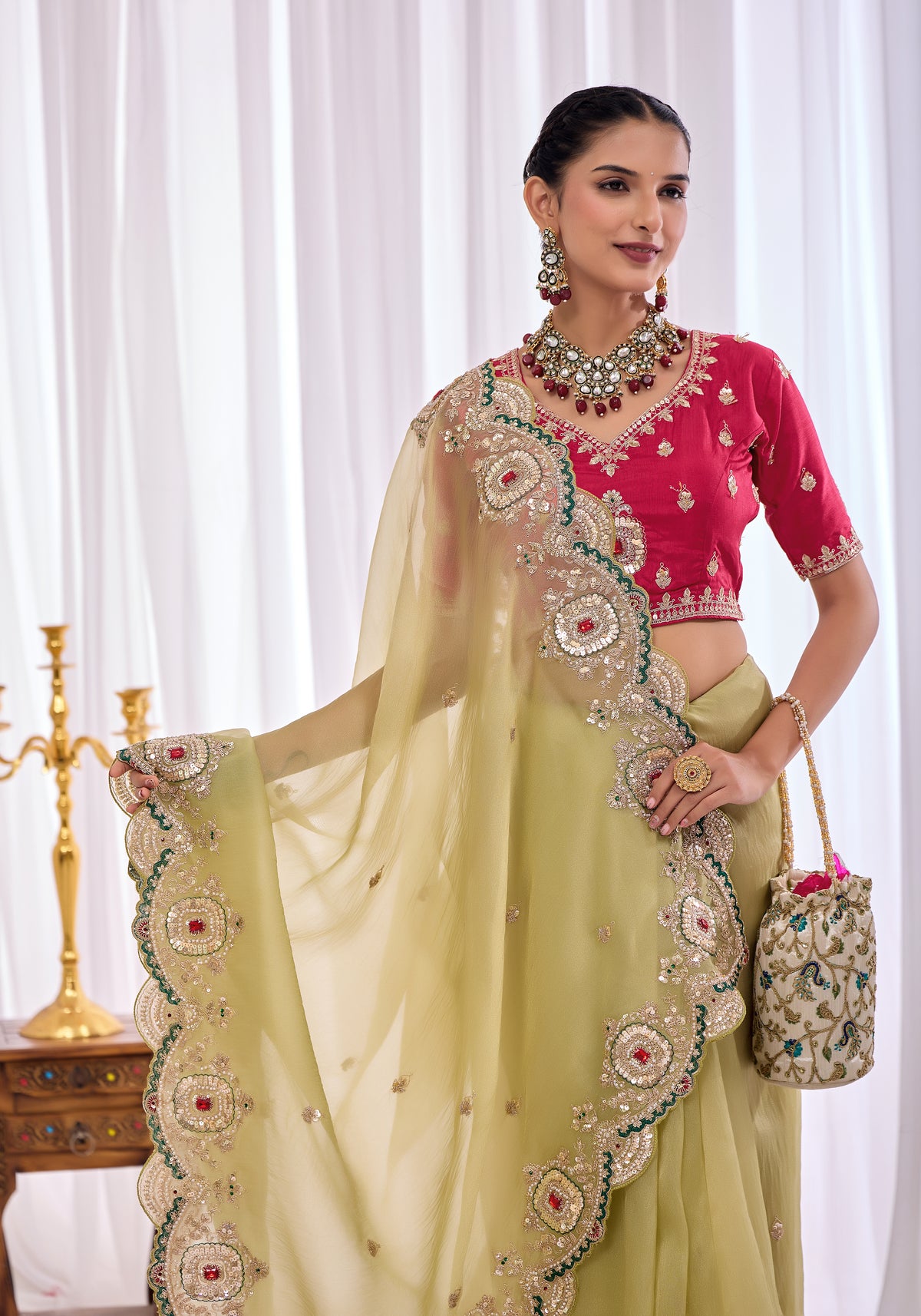 Satika 1 — Embroidered Gabbana Tissue Saree
