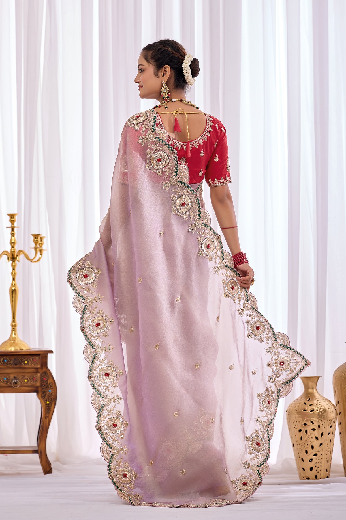 Satika 1 — Embroidered Gabbana Tissue Saree