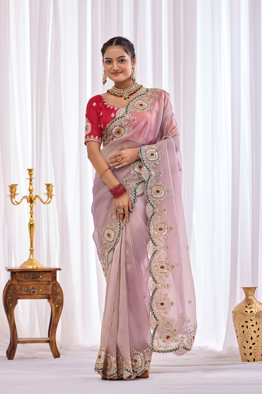 Satika 1 — Embroidered Gabbana Tissue Saree