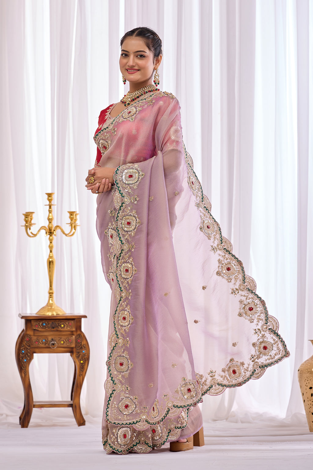 Satika 1 — Embroidered Gabbana Tissue Saree