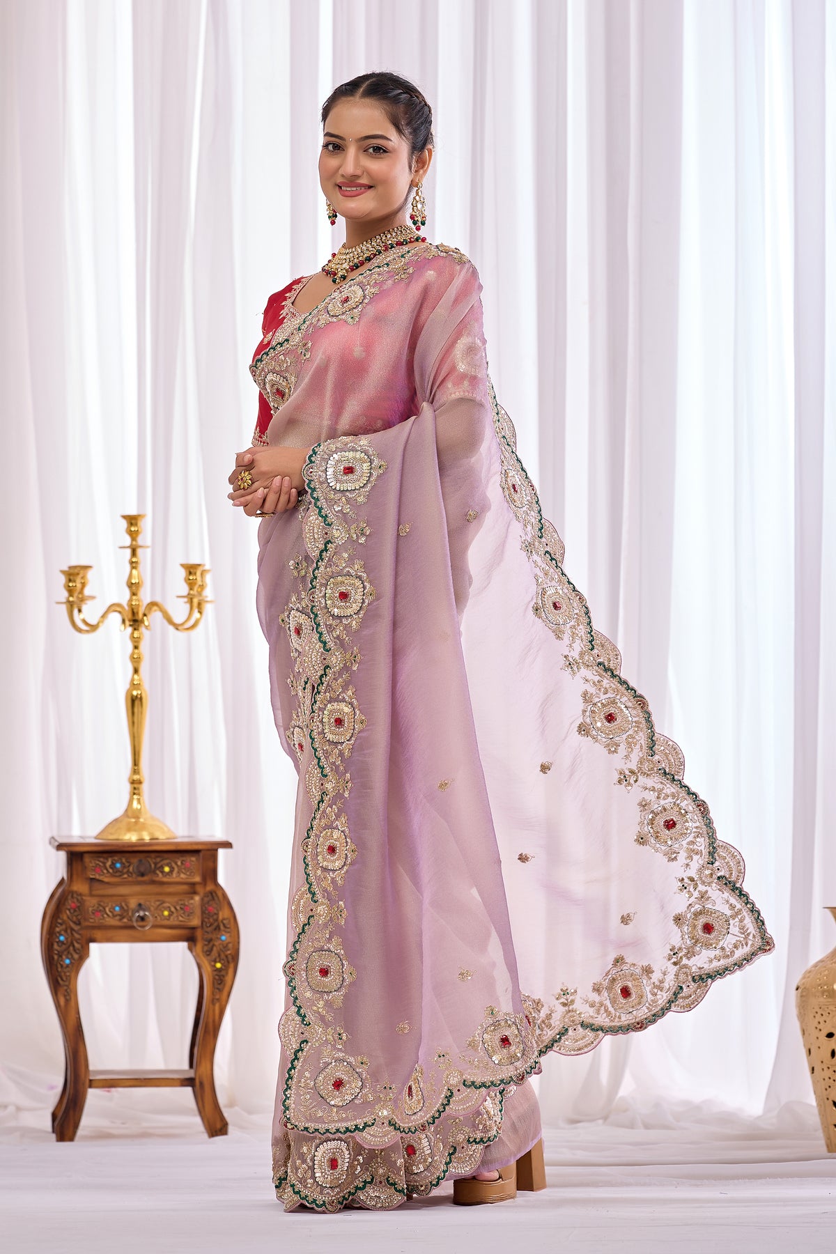 Satika 1 — Embroidered Gabbana Tissue Saree