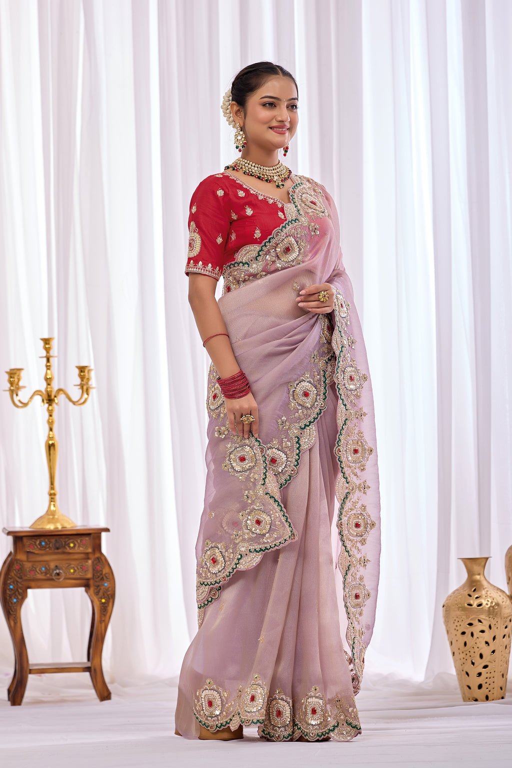 Satika 1 — Embroidered Gabbana Tissue Saree