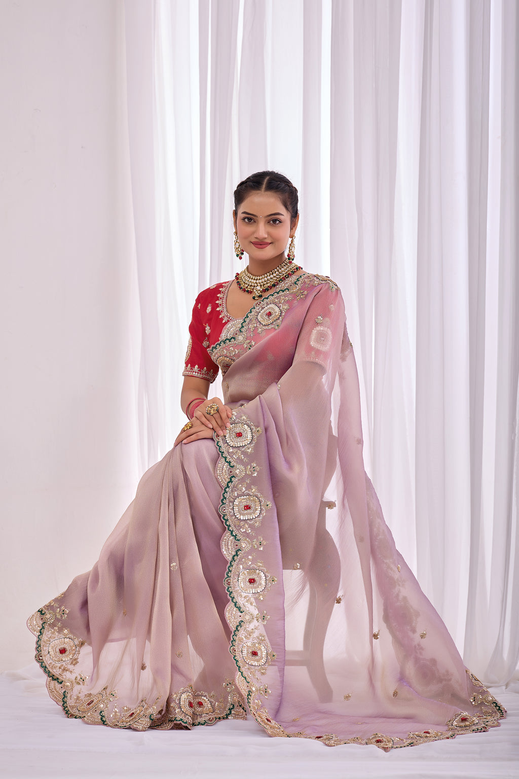 Satika 1 — Embroidered Gabbana Tissue Saree