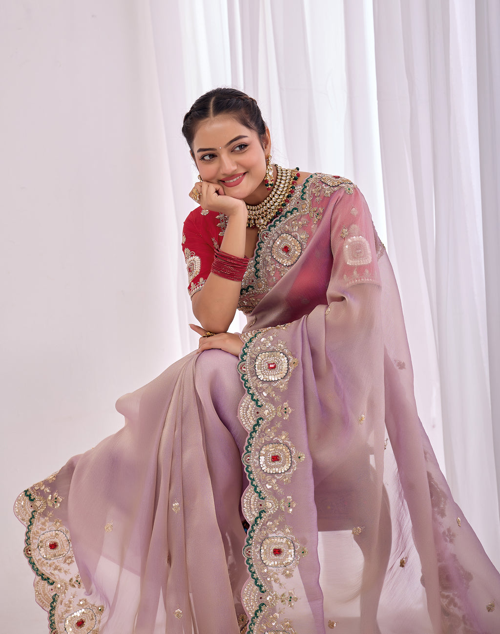 Satika 1 — Embroidered Gabbana Tissue Saree