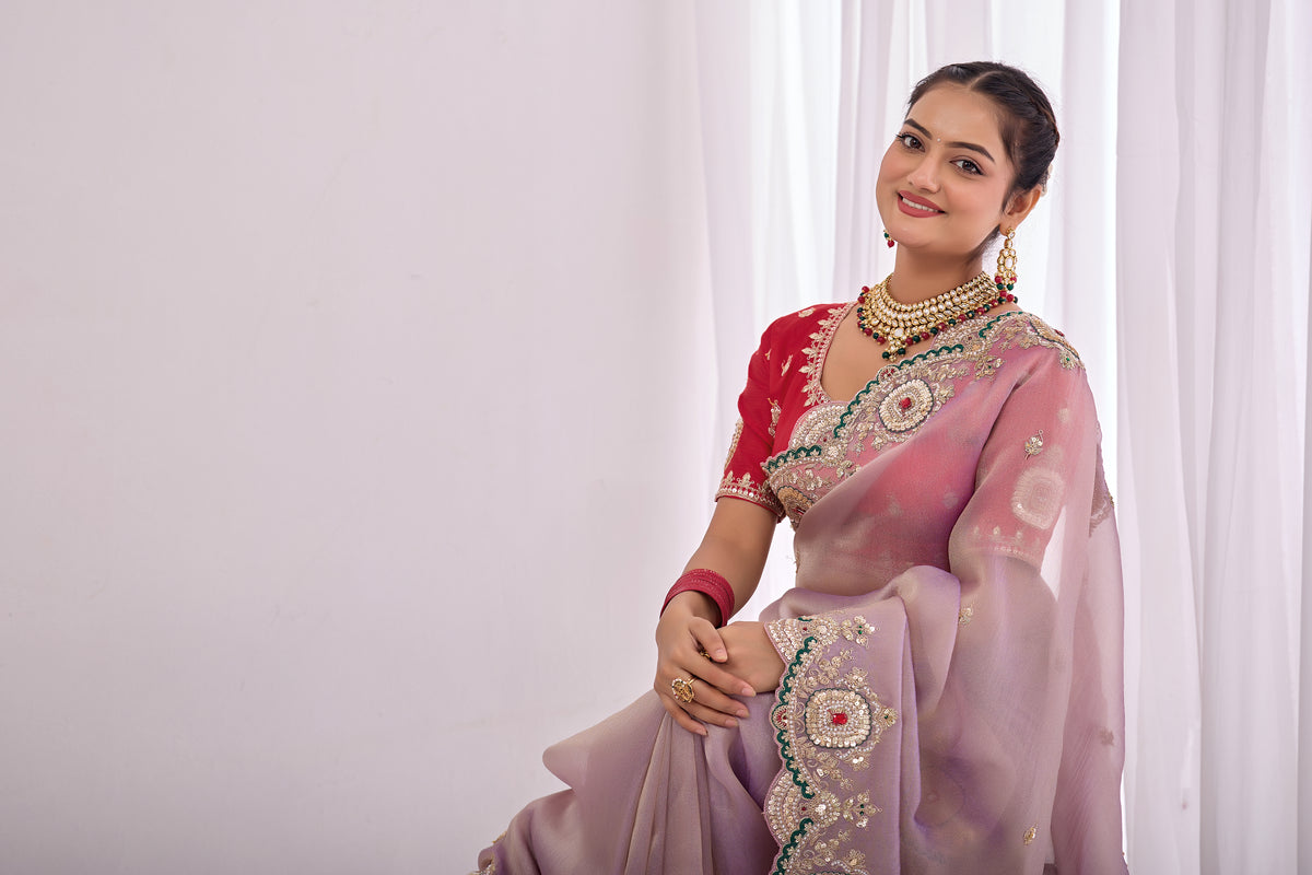 Satika 1 — Embroidered Gabbana Tissue Saree