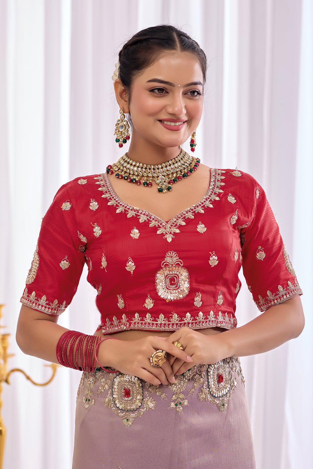 Satika 1 — Embroidered Gabbana Tissue Saree
