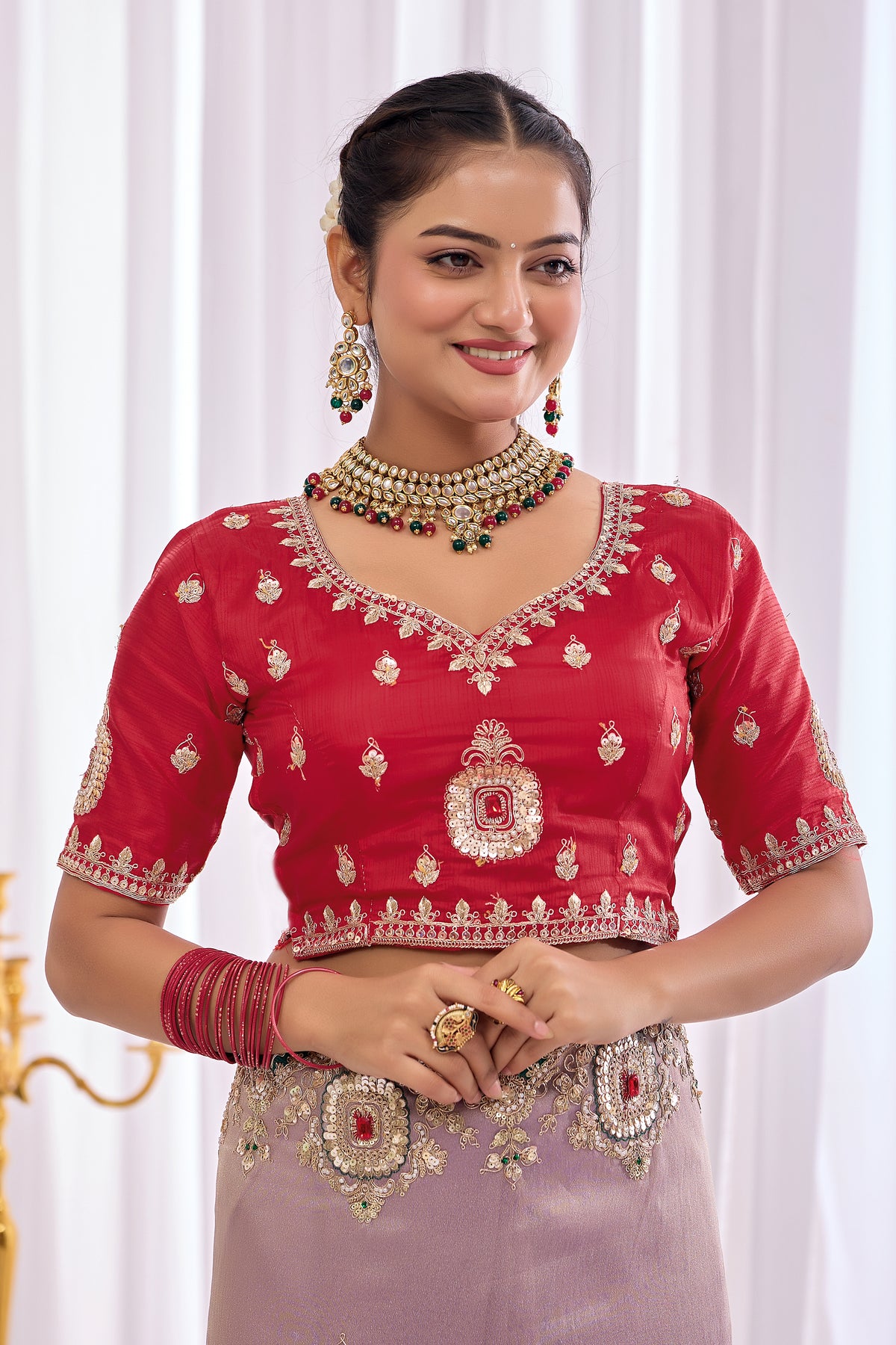 Satika 1 — Embroidered Gabbana Tissue Saree