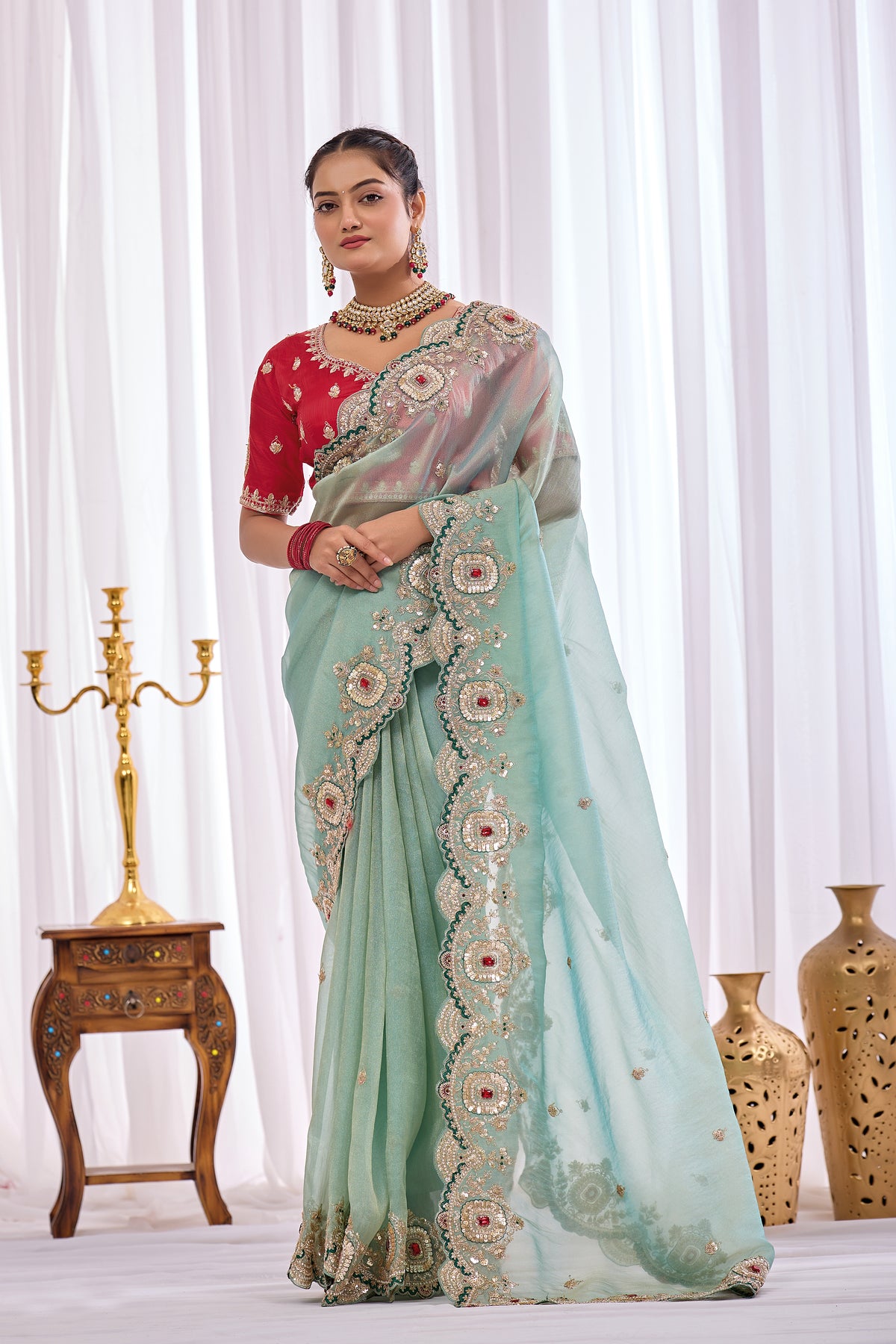 Satika 1 — Embroidered Gabbana Tissue Saree