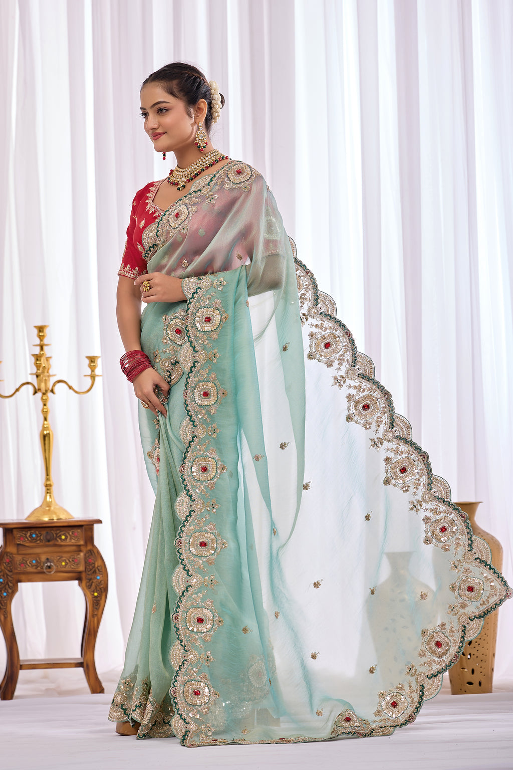 Satika 1 — Embroidered Gabbana Tissue Saree