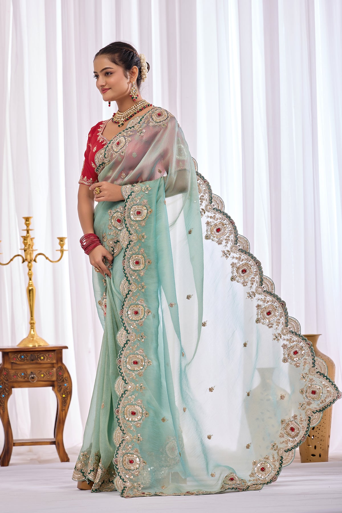 Satika 1 — Embroidered Gabbana Tissue Saree