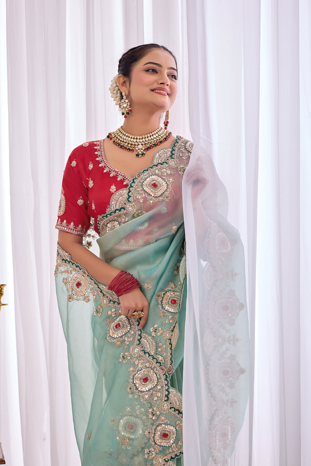 Satika 1 — Embroidered Gabbana Tissue Saree