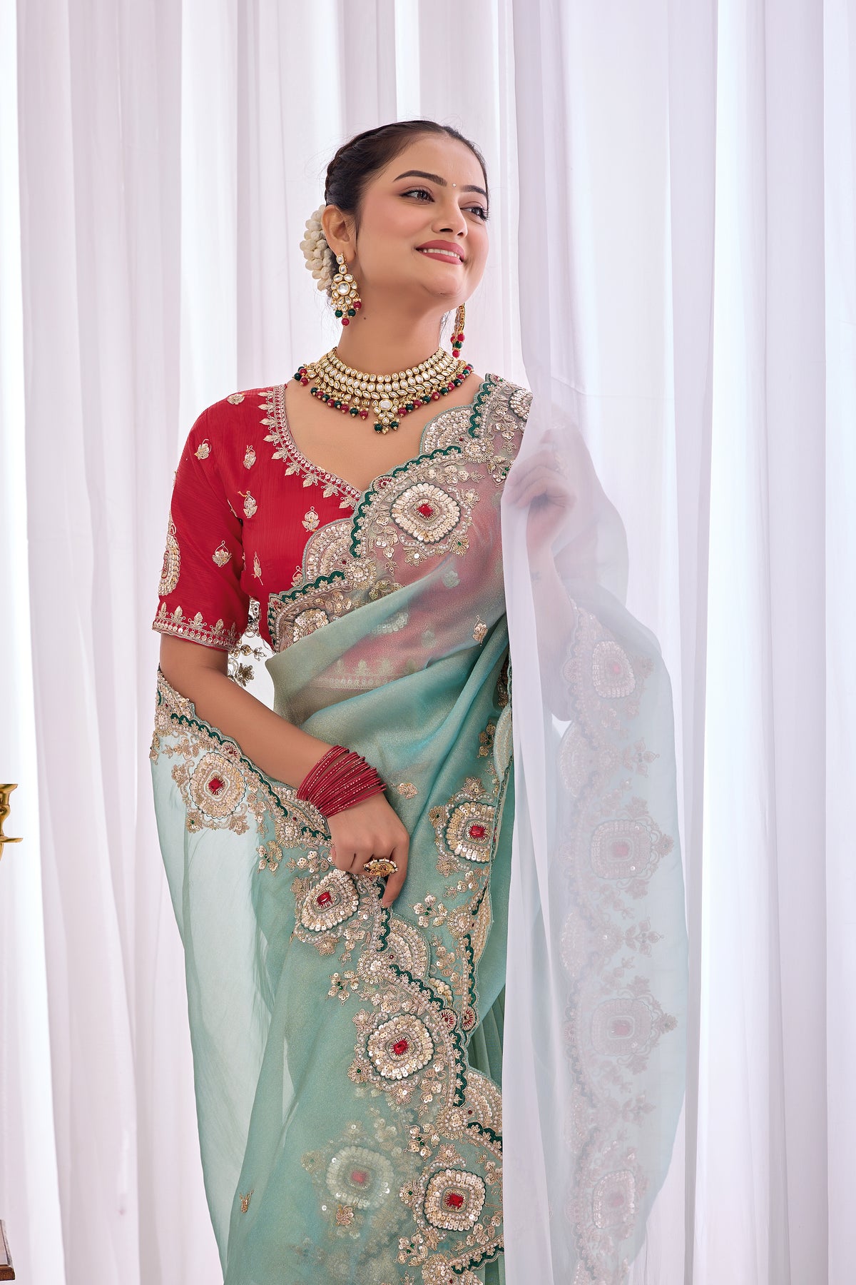Satika 1 — Embroidered Gabbana Tissue Saree