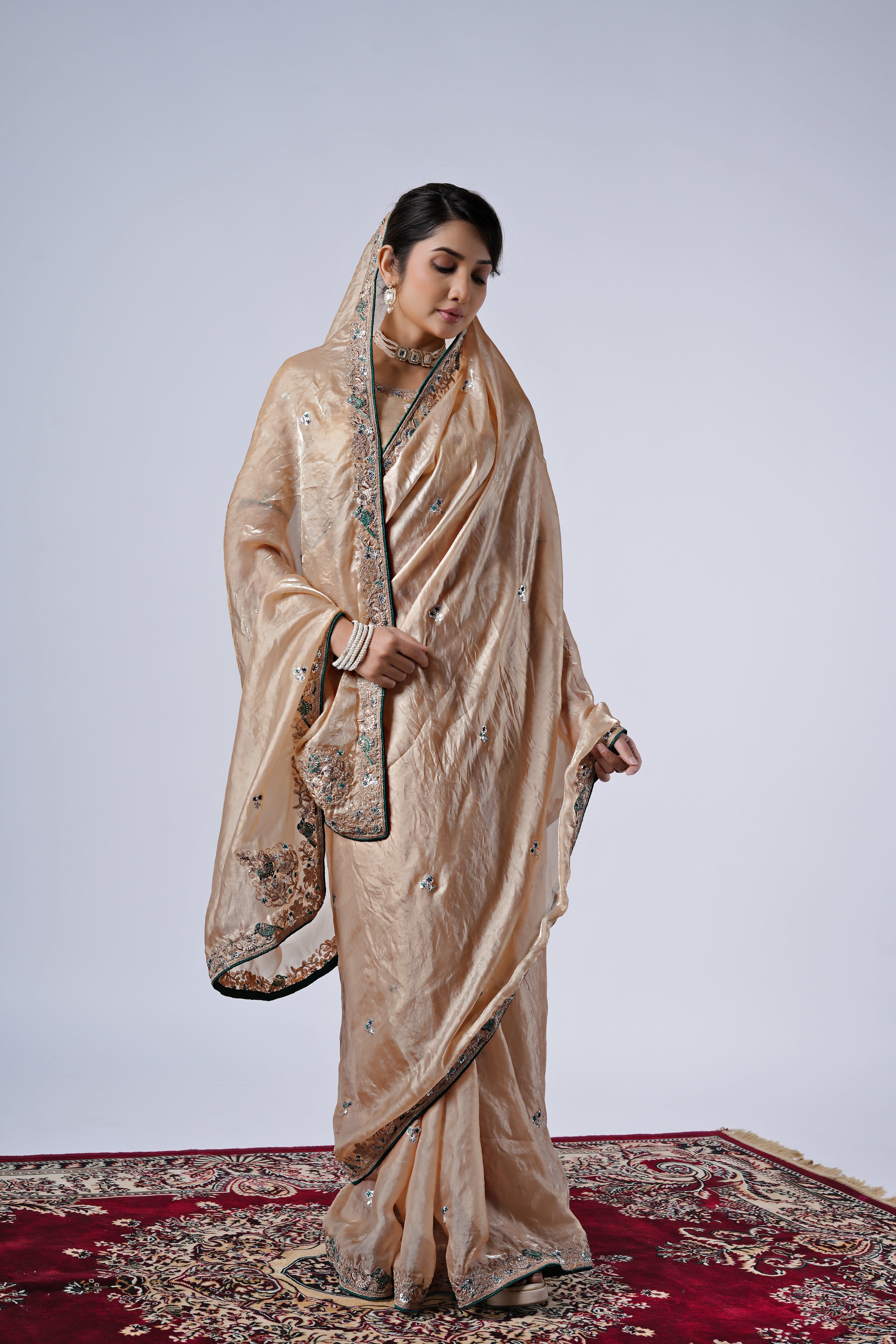 The Diwaniyat Luxe Satin Saree with Designer Border