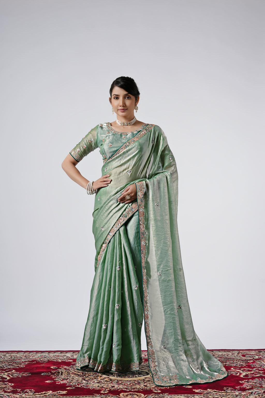 The Diwaniyat Luxe Satin Saree with Designer Border