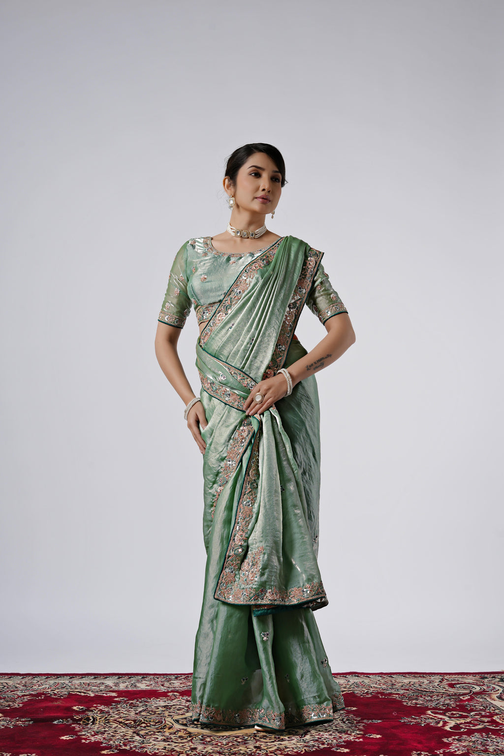 The Diwaniyat Luxe Satin Saree with Designer Border
