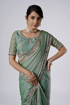 The Diwaniyat Luxe Satin Saree with Designer Border