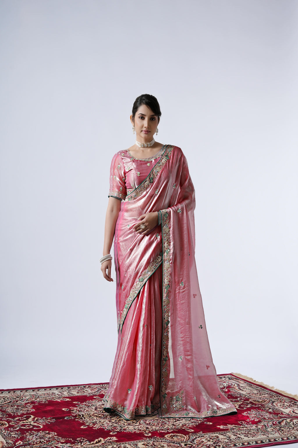 The Diwaniyat Luxe Satin Saree with Designer Border