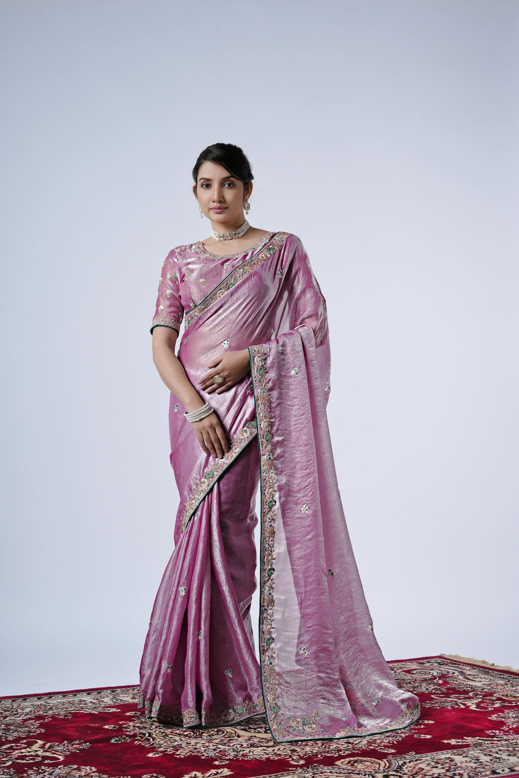 The Diwaniyat Luxe Satin Saree with Designer Border
