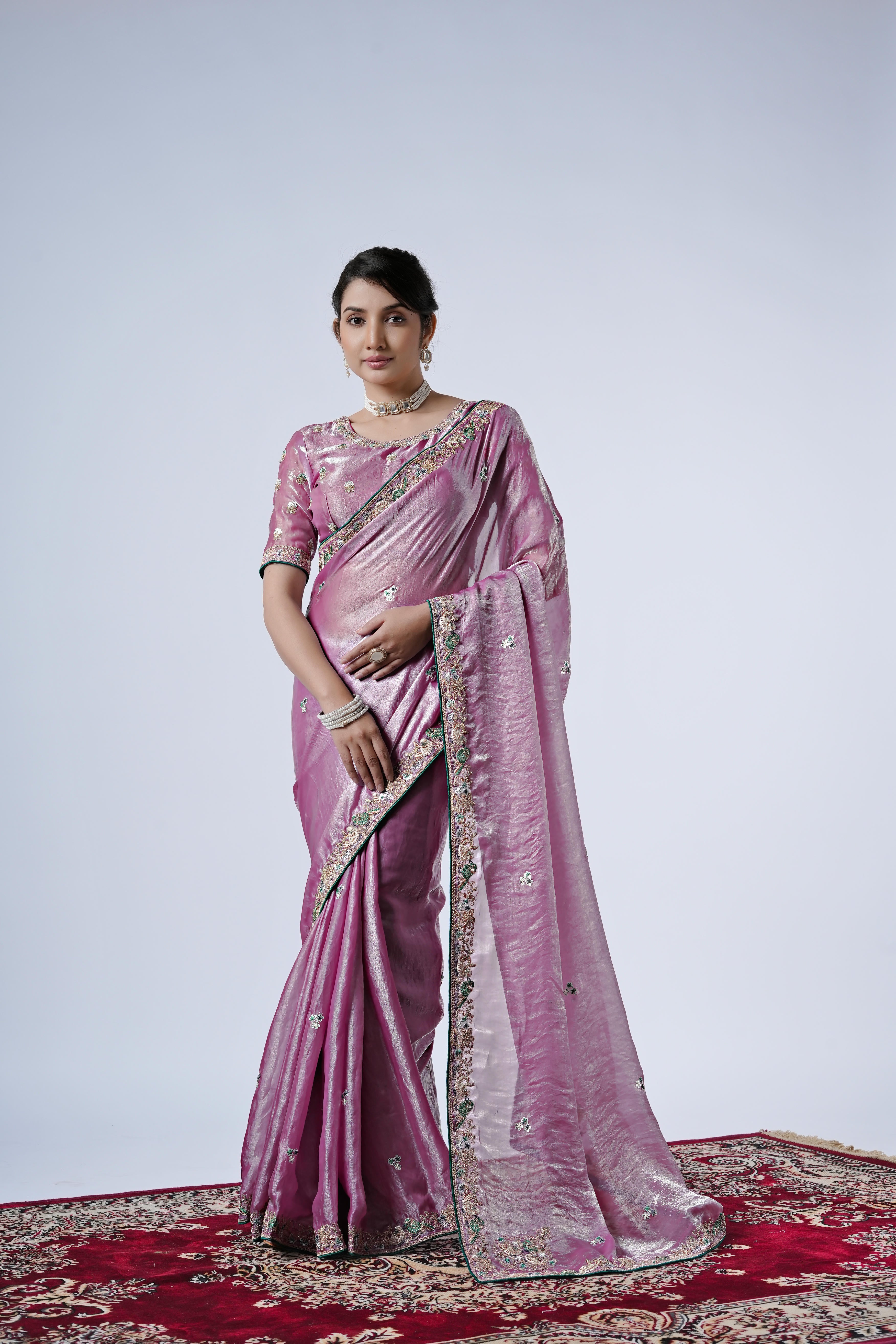 The Diwaniyat Luxe Satin Saree with Designer Border