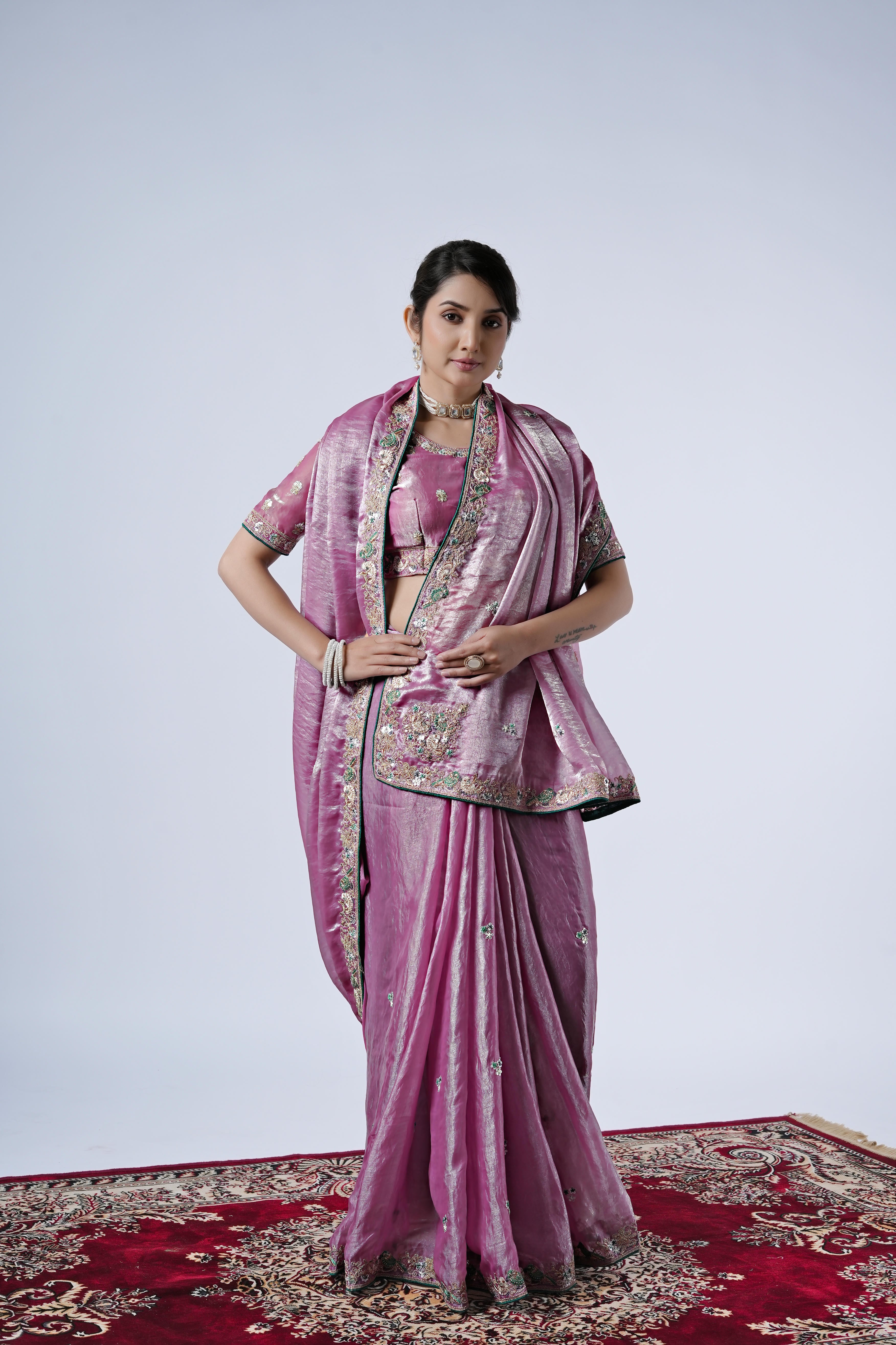 The Diwaniyat Luxe Satin Saree with Designer Border