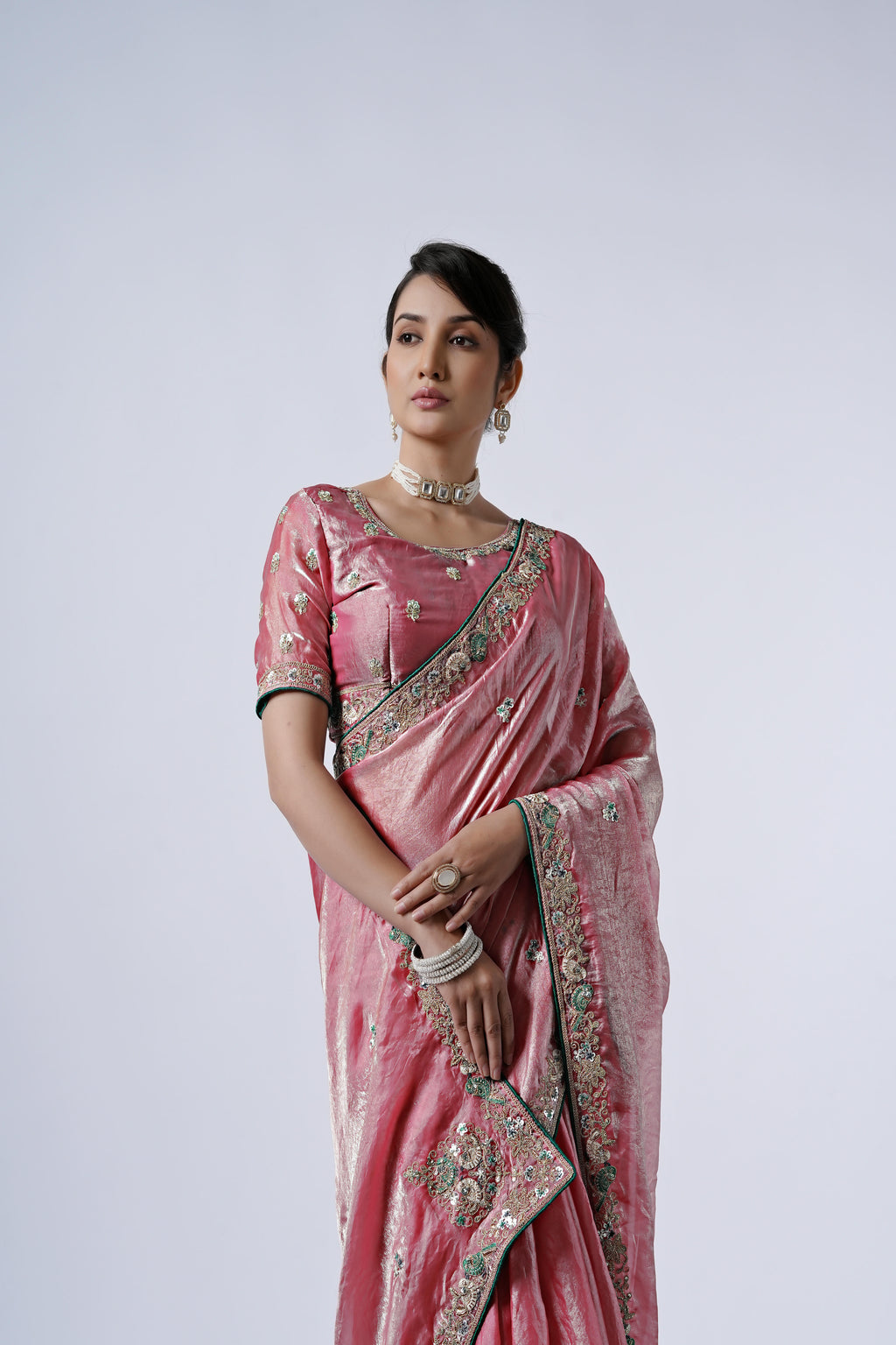 The Diwaniyat Luxe Satin Saree with Designer Border