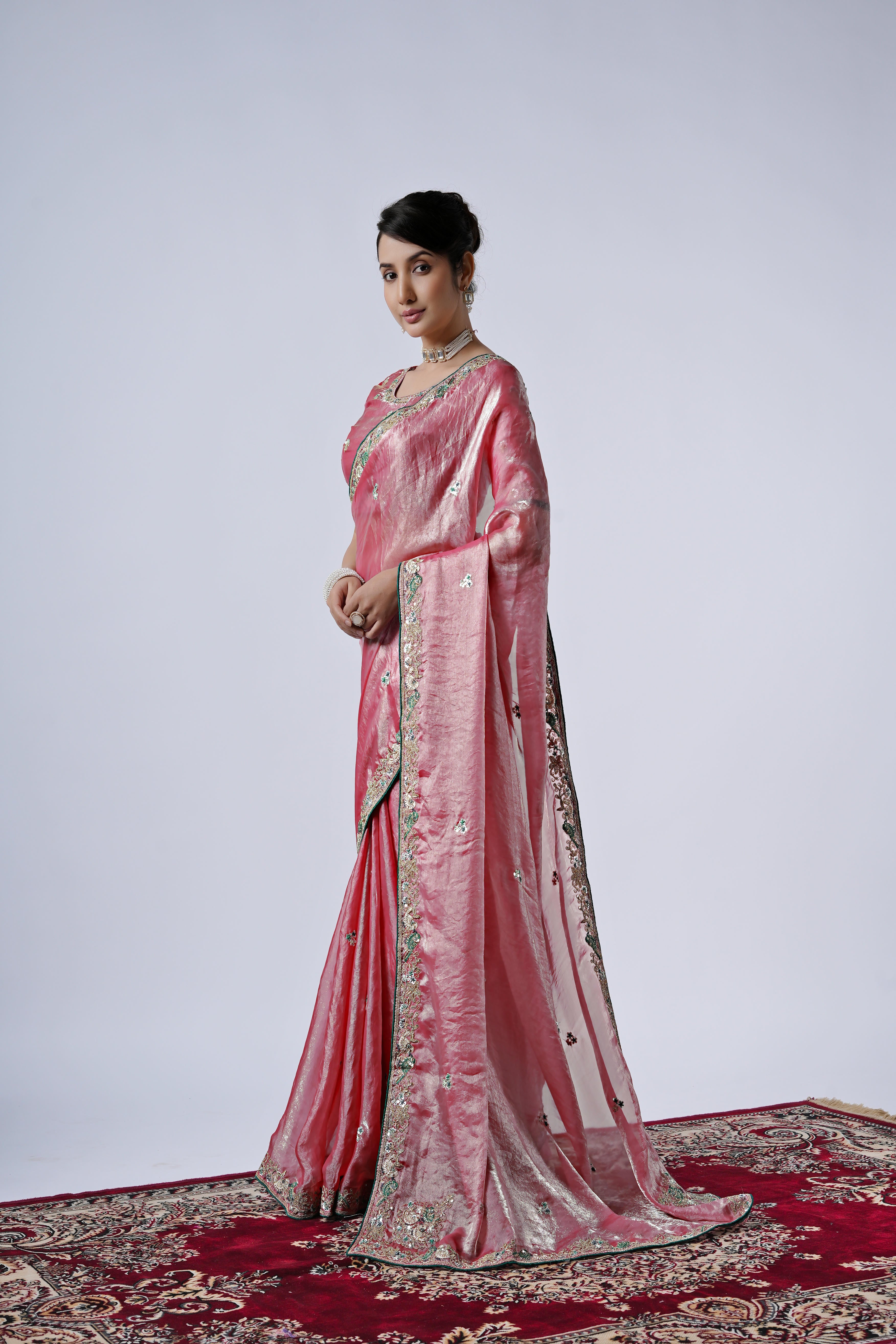 The Diwaniyat Luxe Satin Saree with Designer Border