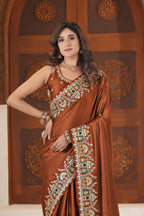 Dvipa Royal Satin Saree with Heavy Multi-Thread Border