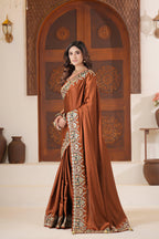 Dvipa Royal Satin Saree with Heavy Multi-Thread Border