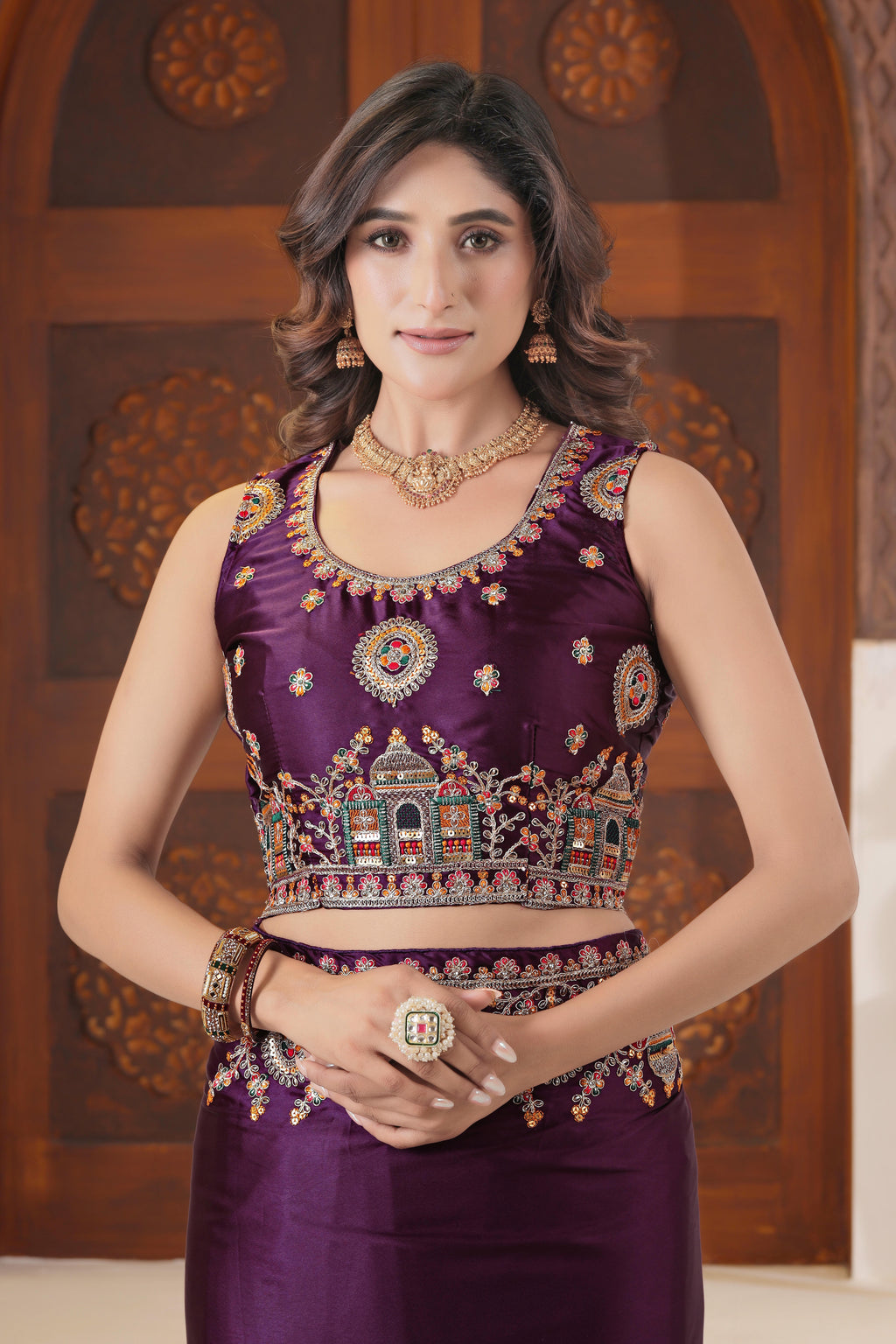 Dvipa Royal Satin Saree with Heavy Multi-Thread Border