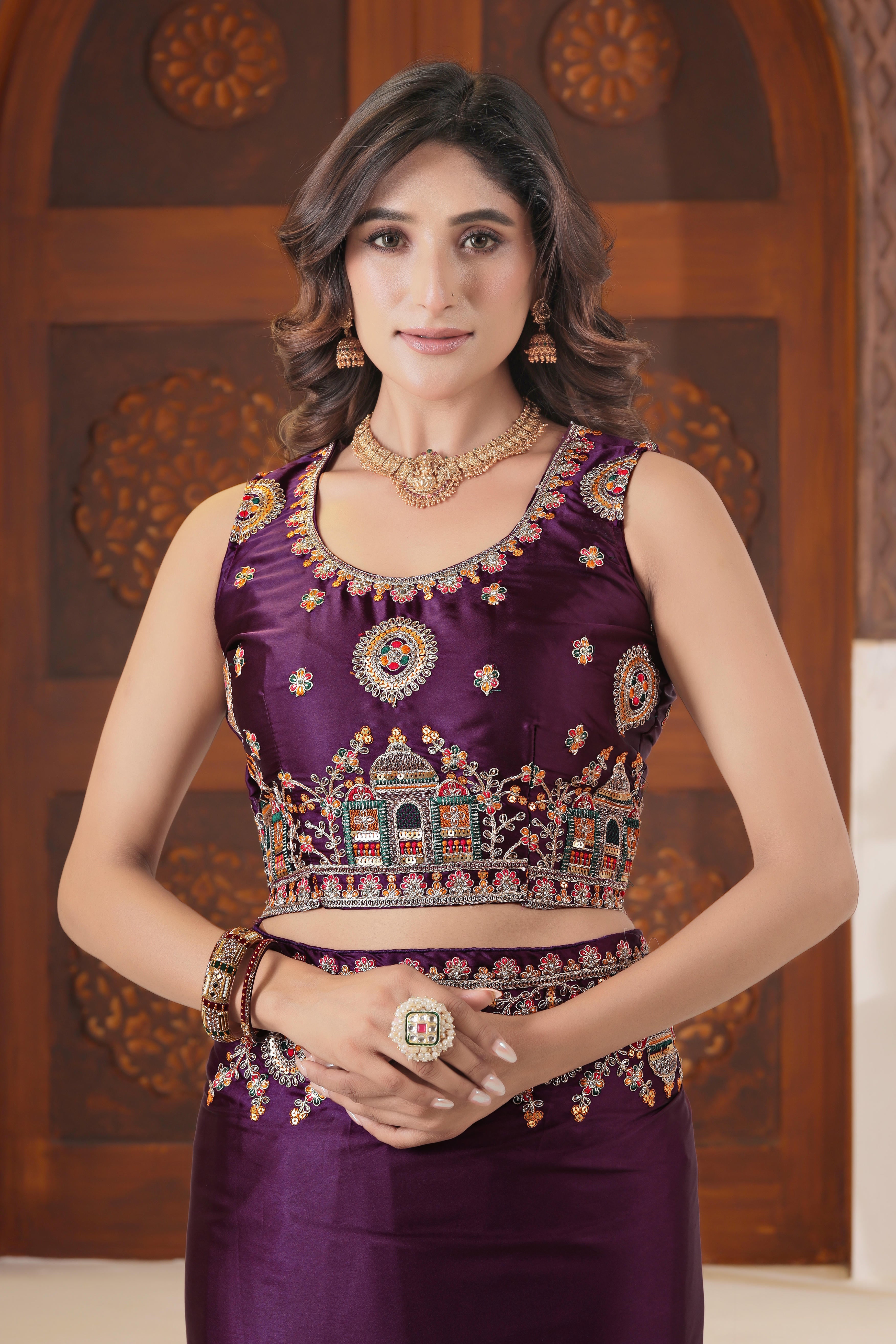 Dvipa Royal Satin Saree with Heavy Multi-Thread Border