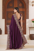 Dvipa Royal Satin Saree with Heavy Multi-Thread Border