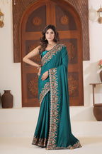 Dvipa Royal Satin Saree with Heavy Multi-Thread Border