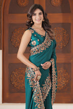 Dvipa Royal Satin Saree with Heavy Multi-Thread Border