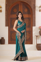 Dvipa Royal Satin Saree with Heavy Multi-Thread Border