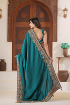 Dvipa Royal Satin Saree with Heavy Multi-Thread Border
